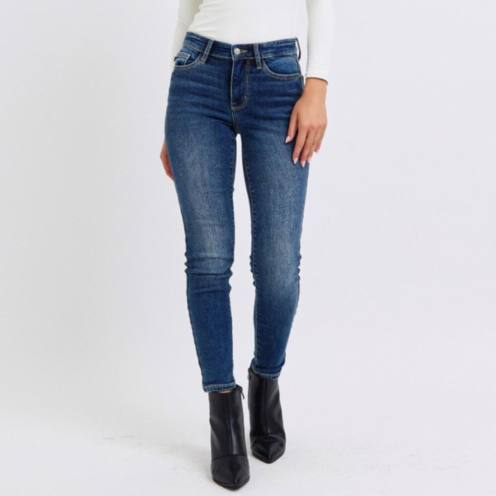Judy Blue Thermal Dark Blue Skinny Jeans